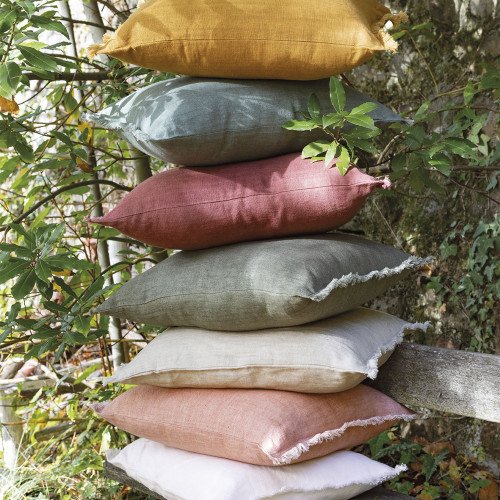 Housse de coussin CHLOE en lin lavé - Safran - 50 x 50 cm