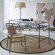 Bureau ERNEST en métal noir et plateau en verre