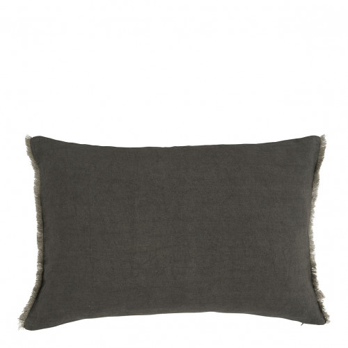 Housse de coussin CHLOÉ en lin lavé - Gris charbon - 60 x 40 cm