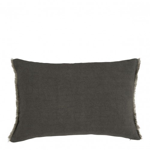 Housse de coussin CHLOÉ en lin lavé - Gris charbon - 60 x 40 cm