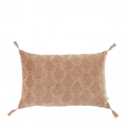 Housse de coussin AURORE en velours - Rose et doré - 60 x 40 cm