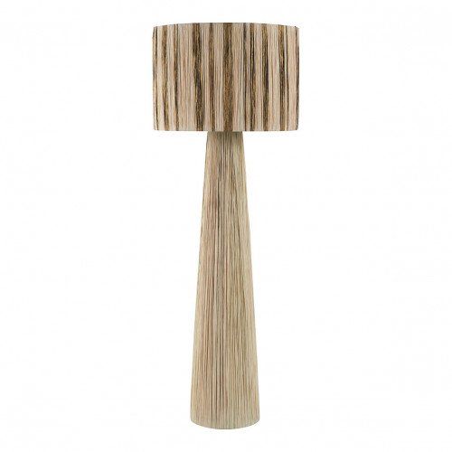 Lampadaire NIA en raphia - Abat-jour doré et naturel - ø 50 x 140 cm