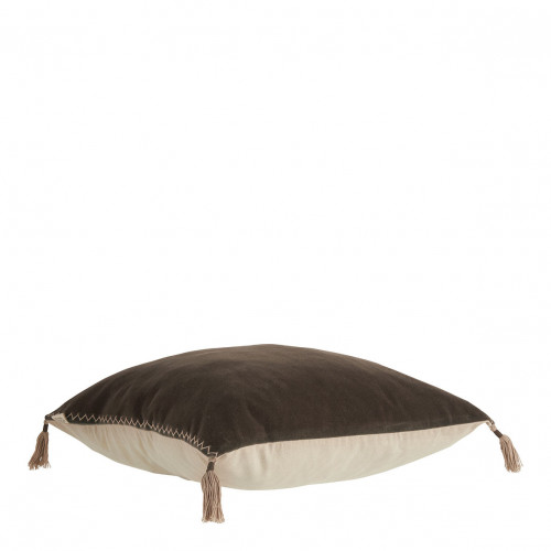 MATTÉO cushion cover in cotton velvet and linen - Charcoal gray - 30 x 40 cm