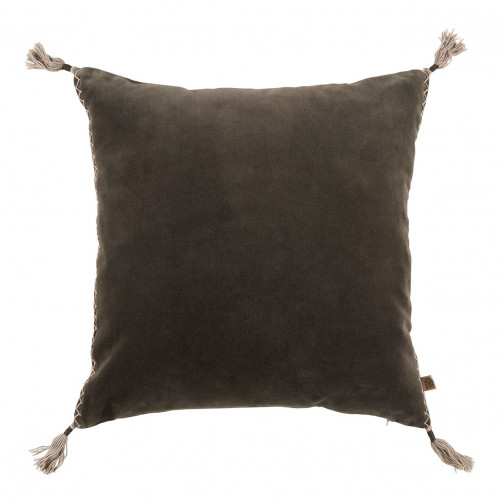 Housse de coussin MATTÉO en velours de coton et lin - Gris charbon - 50 x 50 cm