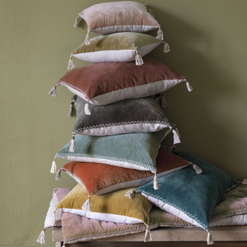 Housse de coussin MATTÉO en velours de coton et lin - Gris charbon - 50 x 50 cm