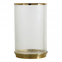 OSCAR candle holder in ribbed glass and golden metal - Large size - ø 24.5 x 38.5 cm