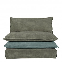 Fauteuil LEO velours mousse et gris bleu