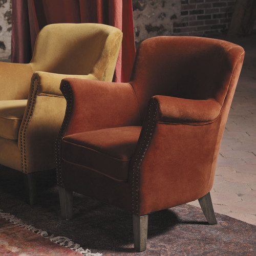 CLAUDE armchair Burnt orange velvet
