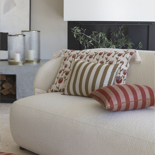 BAYADÈRE Cushion cover in cotton - Cream and cumin - 60 x 40 cm