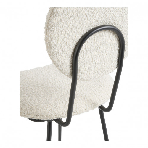 Chaise COLETTE en bouclette et métal - Crème