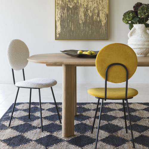 COLETTE Chair in bouclé and metal - Cream