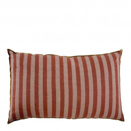 Housse de coussin BAYADÈRE en coton - Nude et rouge brique - 80 x 50 cm