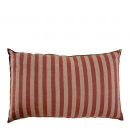 Housse de coussin BAYADÈRE en coton - Nude et rouge brique - 80 x 50 cm