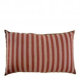 Housse de coussin BAYADÈRE en coton - Nude et rouge brique - 80 x 50 cm