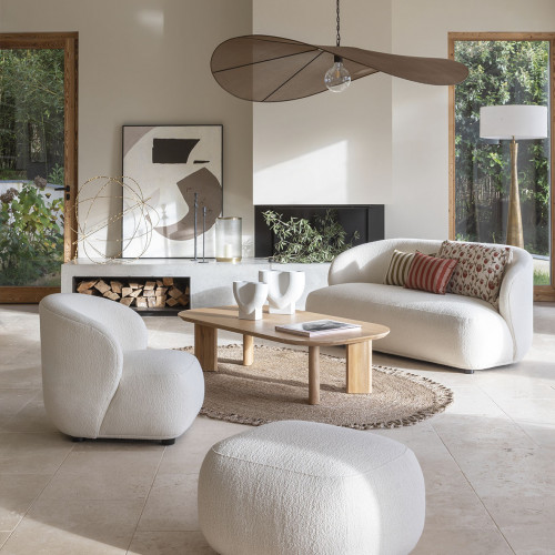 LISETTE armchair in bouclé - Cream - Small model