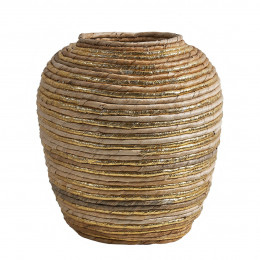 GOA Decorative Jar in Abaca - Natural and Gold