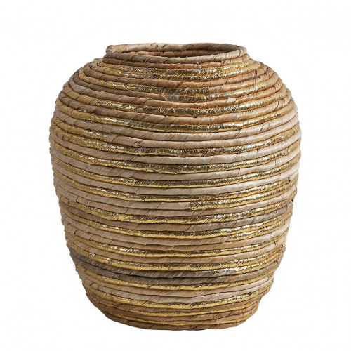 GOA Decorative Jar in Abaca - Natural and Gold