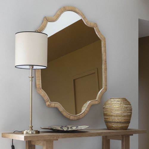 Jarre décorative GOA en abaca - Naturel et doré