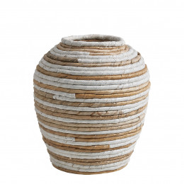 GOA Decorative Jar in Abaca - Natural and White
