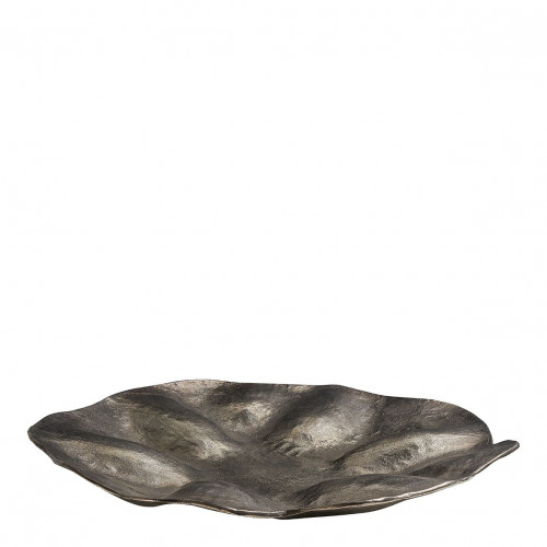 Set de 2 plateaux HALO en métal finition nickel vieilli