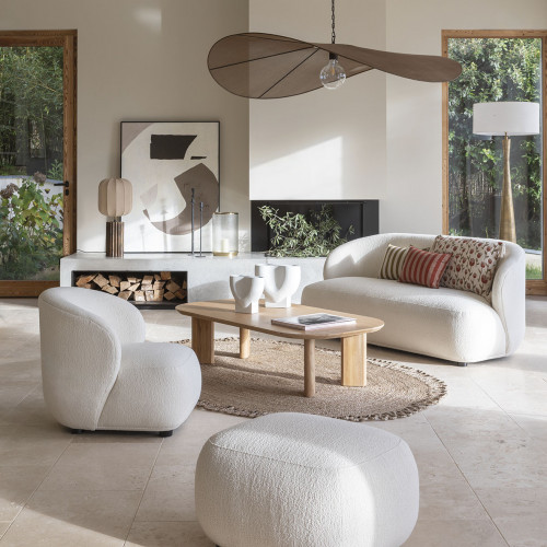 LISETTE pouf in bouclé - Cream