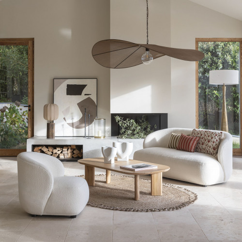 ALBA pendant light in brown weave - ø 90 cm
