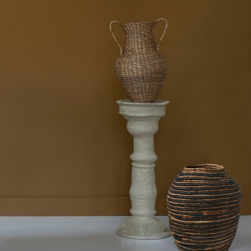 Jarre décorative GOA en abaca - Naturel et bleu