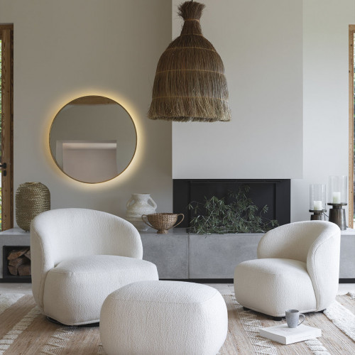 VICTORIA round lighted mirror in metal with brass finish - ø 90 cm