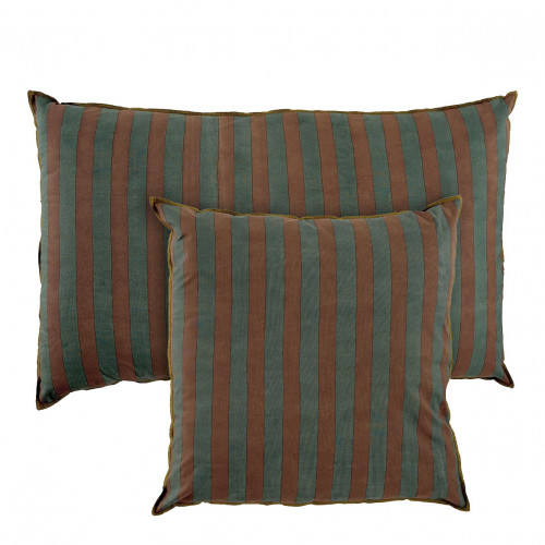 BAYADÈRE cotton cushion cover - Petrol blue and terracotta - 80 x 50 cm