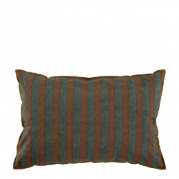 BAYADÈRE Cushion Cover in Cotton - Petrol Blue and Terracotta - 60 x 40 cm