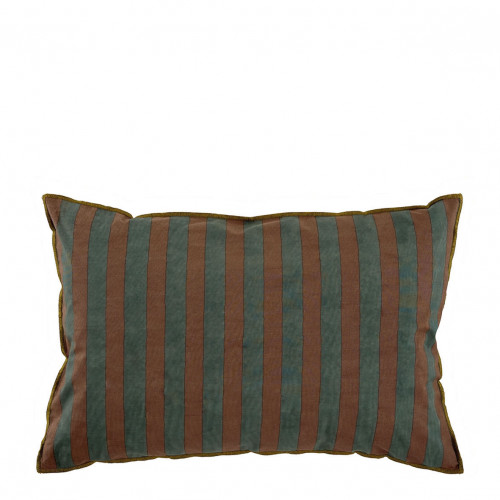 Housse de coussin BAYADÈRE en coton - Bleu pétrole et terracotta - 60 x 40 cm