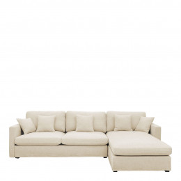 ANGIE Reversible chaise lounge sofa in mixed linen - Ecru