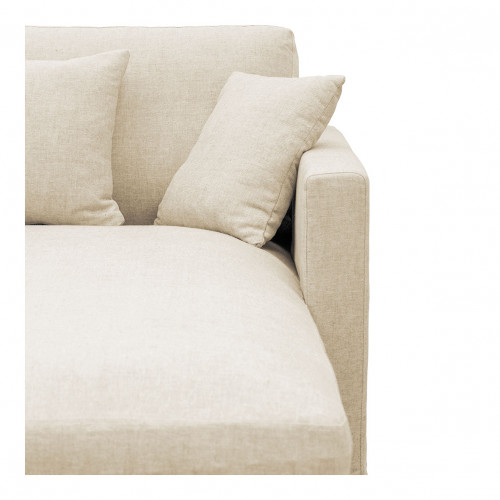 ANGIE Reversible chaise lounge sofa in mixed linen - Ecru