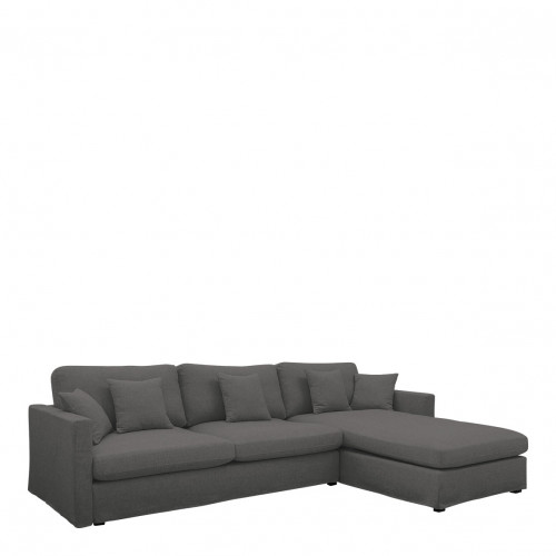 ANGIE reversible chaise sofa in linen - Dark gray