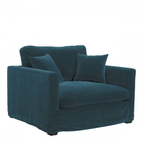 ANGIE Armchair in velvet - Peacock blue