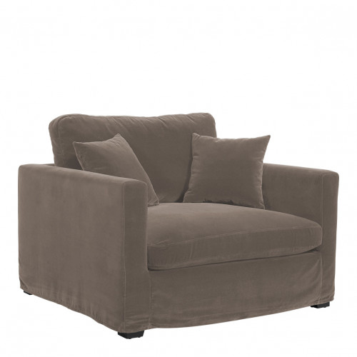 Fauteuil ANGIE en velours - Taupe