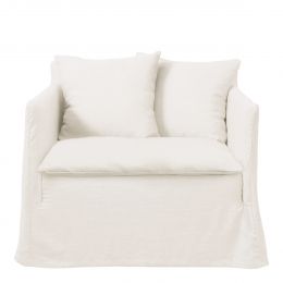 Fauteuil GABRIEL en lin - Blanc