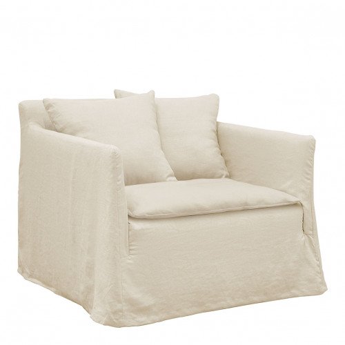 Fauteuil GABRIEL en lin mélangé - Écru