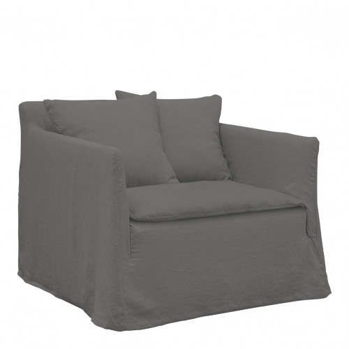 GABRIEL Armchair in linen - Dark gray