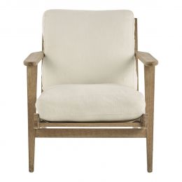 Fauteuil JULES en coton et lin - Écru