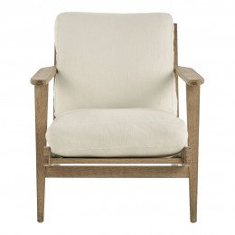 Fauteuil JULES en coton et lin - Écru