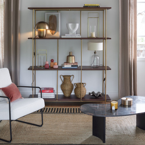 VICTOR Bookcase in Waxed Mango Wood Walnut Finish