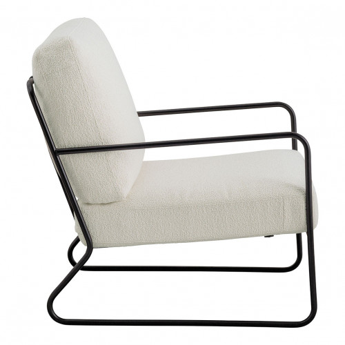 Fauteuil GASPARD en bouclette et métal - Crème