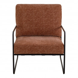 Fauteuil GASPARD en tissu jacquard de velours et métal - Bois de rose