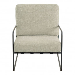 Fauteuil GASPARD en tissu jacquard de velours et métal - Sable