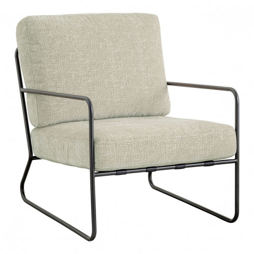 GASPARD Armchair in Jacquard Velvet Fabric and Metal - Sand