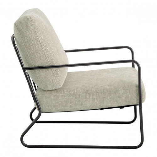 GASPARD Armchair in Jacquard Velvet Fabric and Metal - Sand