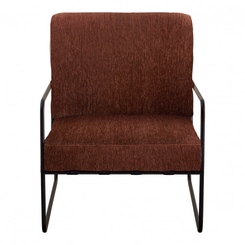 Fauteuil GASPARD en velours côtelé et métal - Rouge brique