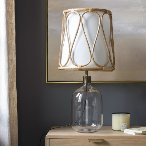 Conical Lampshade in Rattan and Cotton - ø 26.5 x 33 cm