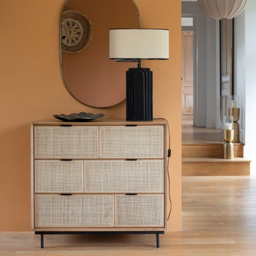 AUGUSTIN Light Oak and Caning Dresser